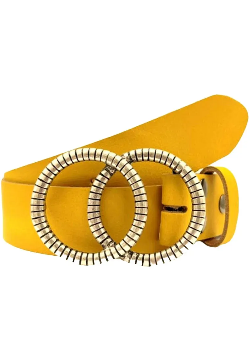 Ремень LIFEBULT by showroom 019°, двойная кольцевая застежка, натуральная кожа Rettungsring By Showroom 019°, желтый