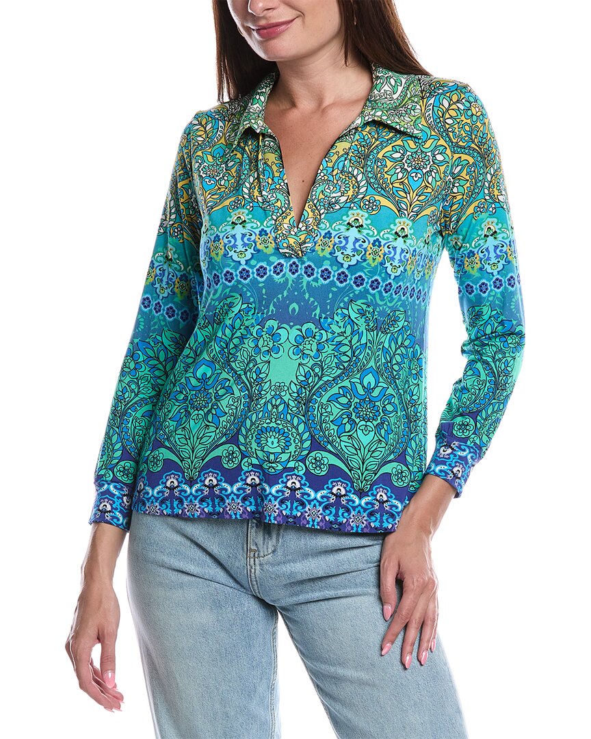 Джонни Вас Петит The Janie Favorite Блузка с рельефным воротником Johnny Was, зеленый 
Джонни Вас Петит The Janie Favorite Блузка с рельефным воротником Johnny Was, зеленый