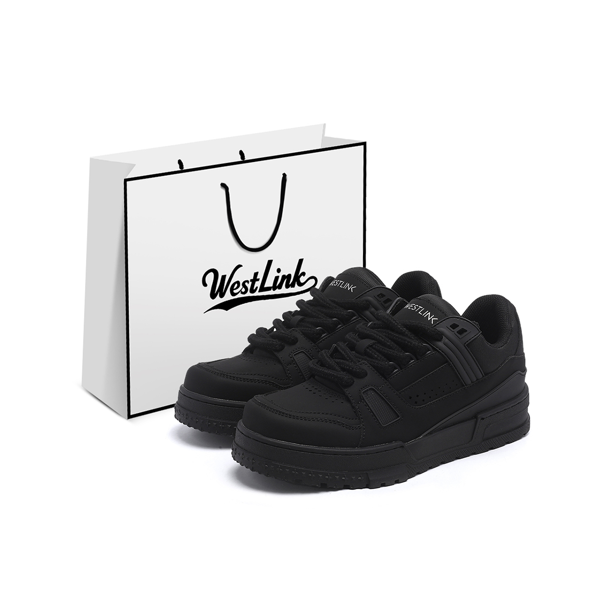 WESTLINK Низкие мужские кроссовки для скейтбординга, черные 
WESTLINK Низкие мужские кроссовки для скейтбординга, черные