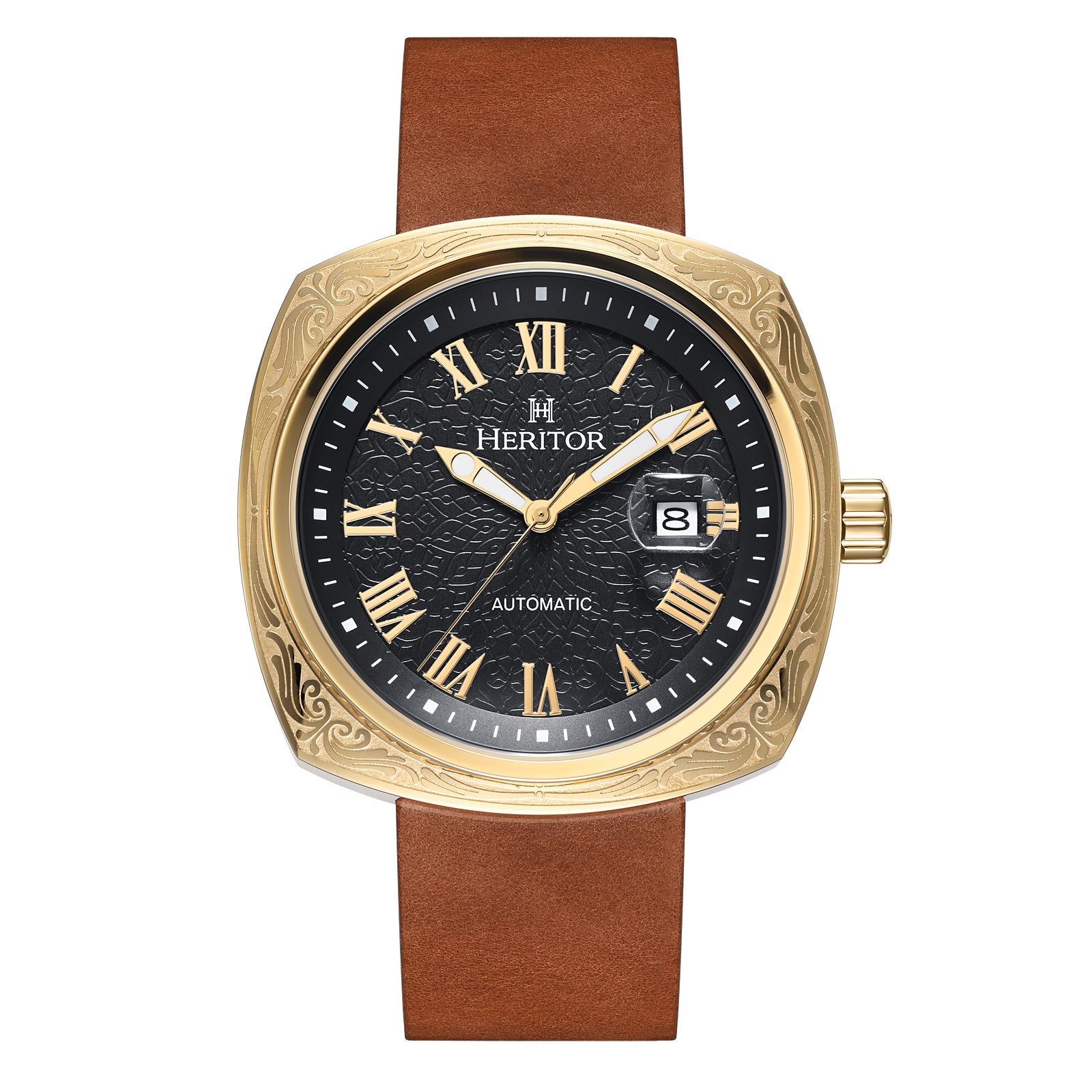 Часы Davenport с гравированным корпусом, кожаным ремешком и датой Heritor Automatic, золотой
Часы Davenport с гравированным корпусом, кожаным ремешком и датой Heritor Automatic, золотой