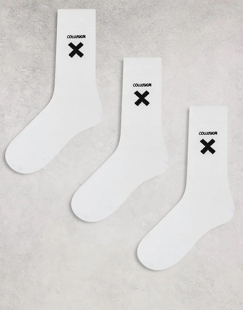 Носки унисекс с логотипом COLLUSION X, 3 Пары, белые
Носки унисекс с логотипом COLLUSION X, 3 Пары, белые