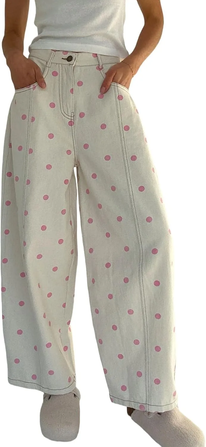 CHARTOU Y2k джинсы с горошком для женщин, мешковатые, с высокой талией
CHARTOU Y2k джинсы с горошком для женщин, мешковатые, с высокой талией