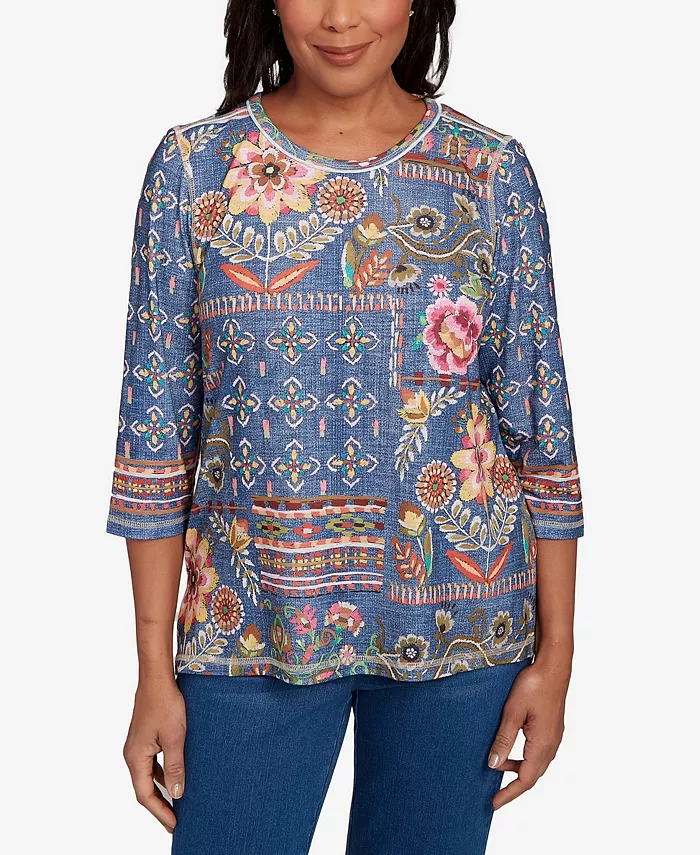 Женский топ El Paso с цветочными аппликациями и смешанным принтом Alfred Dunner, мультиколор
Женский топ El Paso с цветочными аппликациями и смешанным принтом Alfred Dunner, мультиколор