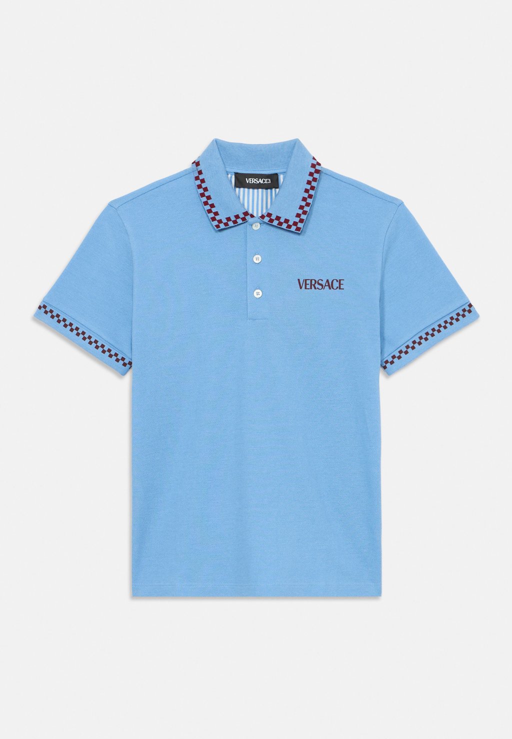 Поло LOGO DAMIER PRINT UNISEX Versace, светло-голубой 
Поло LOGO DAMIER PRINT UNISEX Versace, светло-голубой