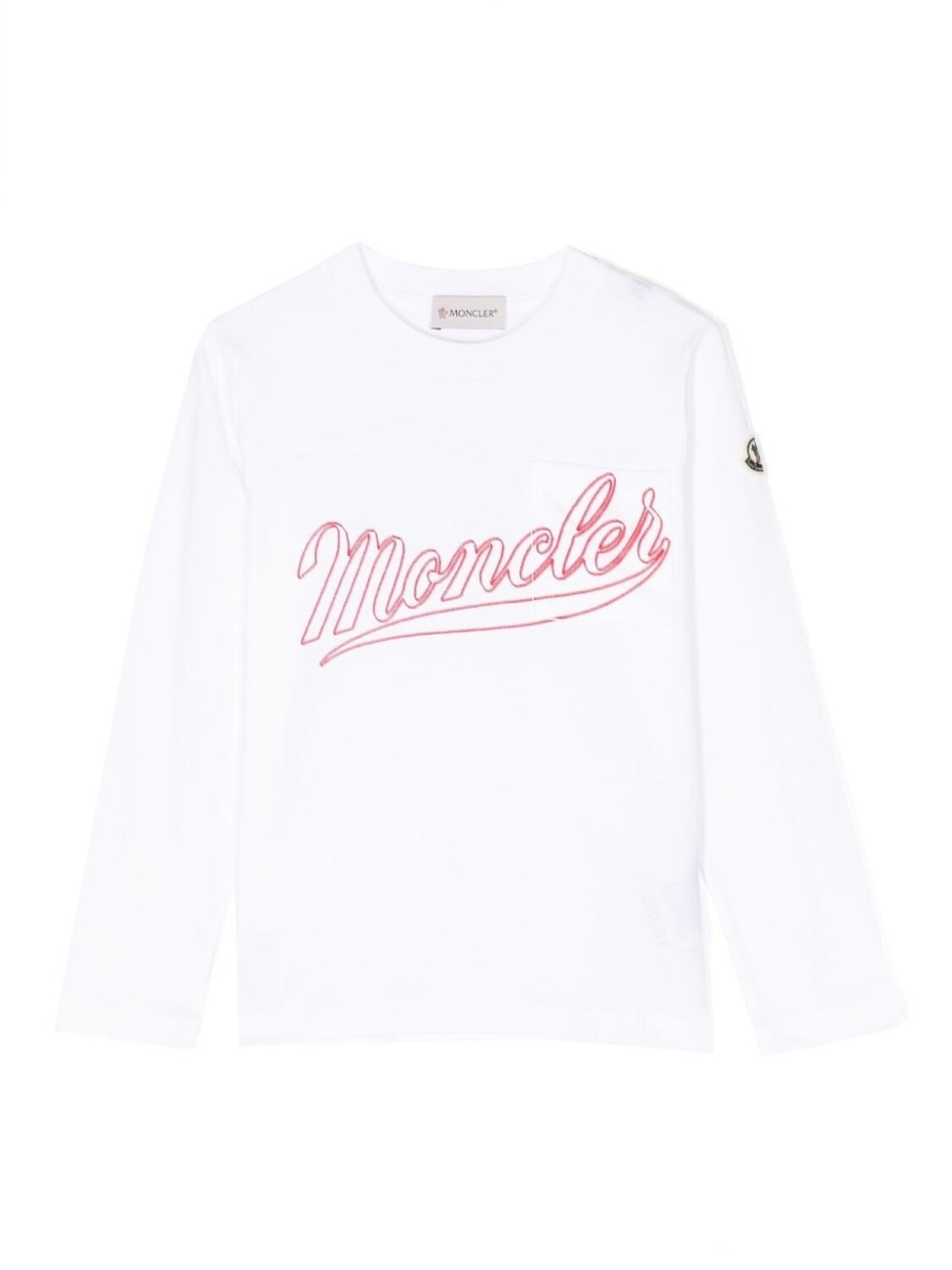 Moncler Enfant футболка с длинными рукавами и вышитым логотипом, белый