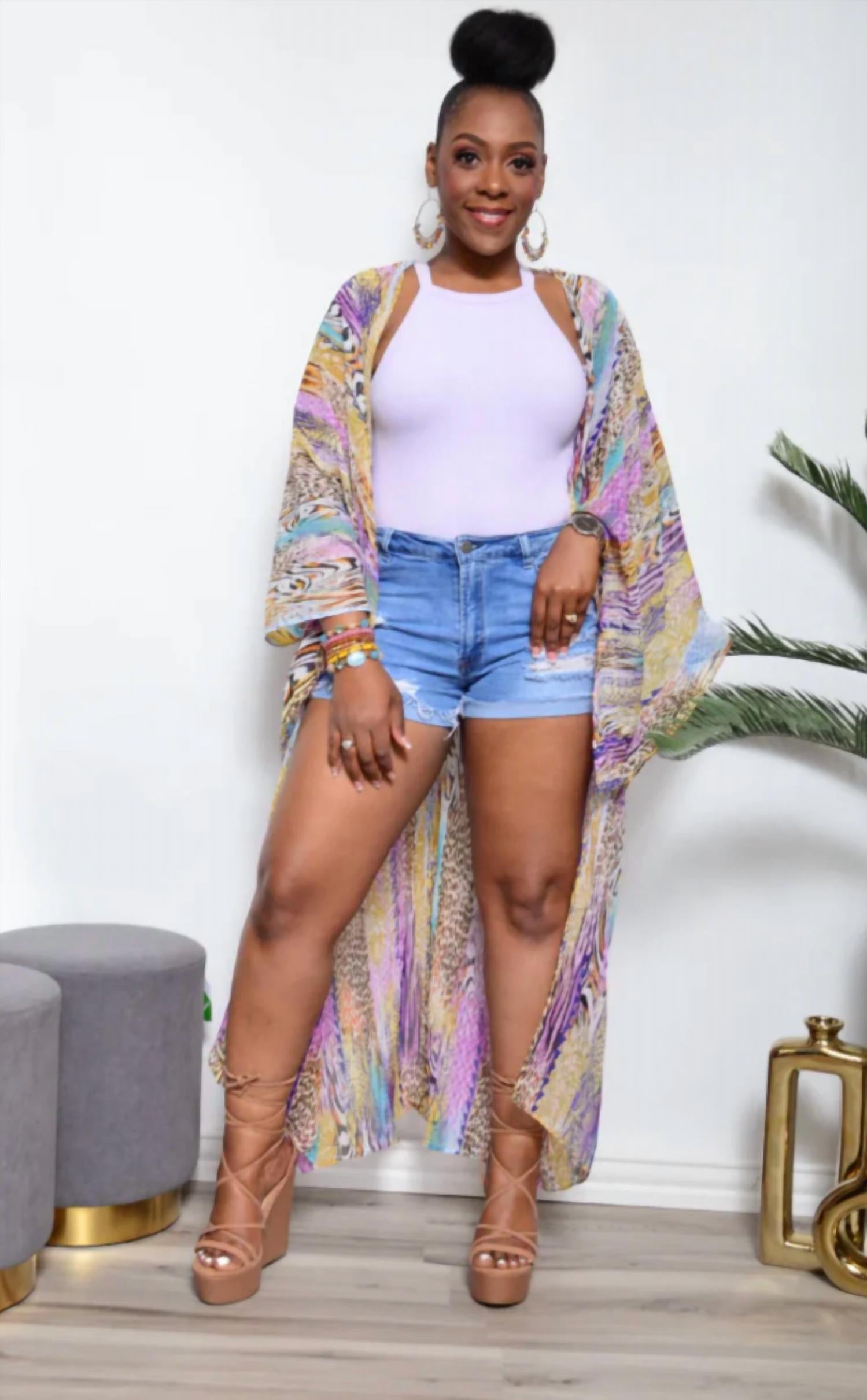 Кабана-кимоно для пляжа в фиолетовом и бежевом цветах Umgee
Кабана-кимоно для пляжа в фиолетовом и бежевом цветах Umgee