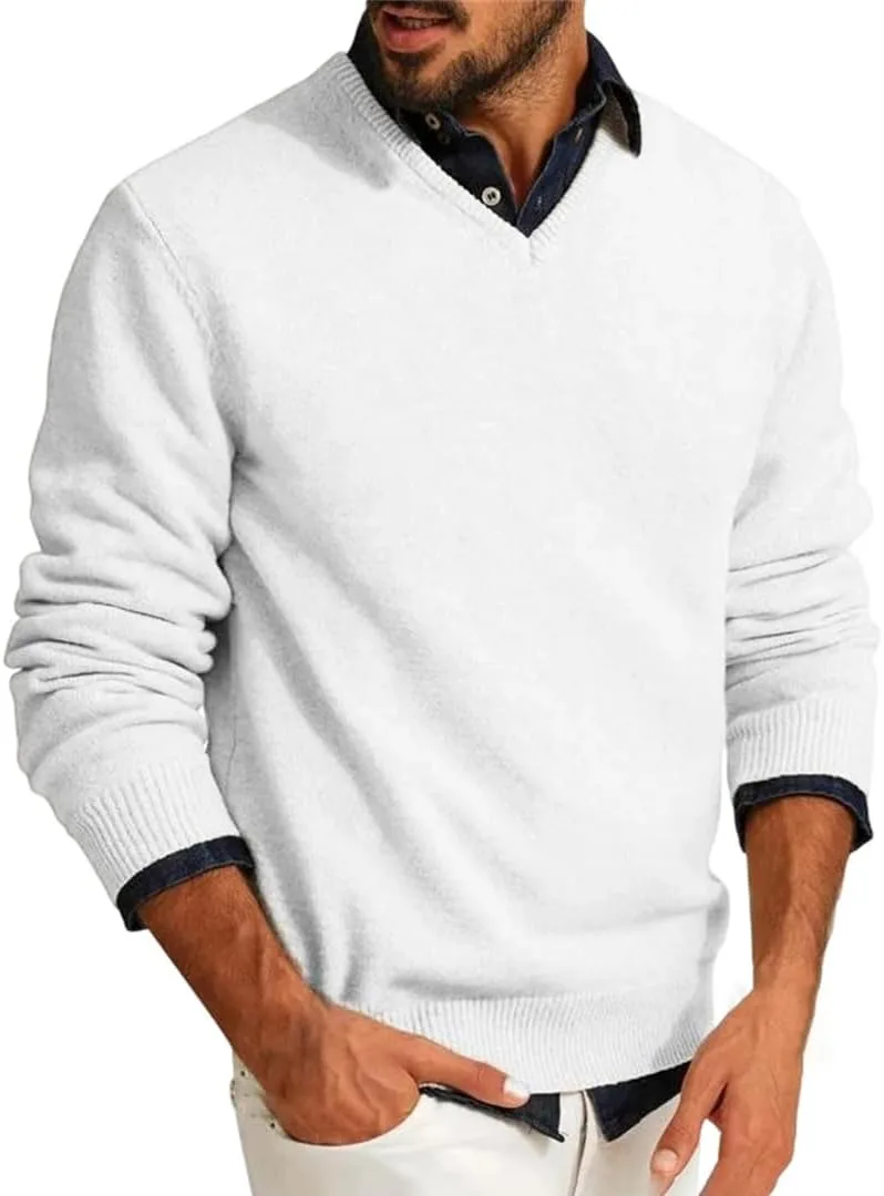 Мужской свитер V-образным вырезом из шерстяной смеси легкий облегающий
Мужской свитер V-образным вырезом из шерстяной смеси легкий облегающий