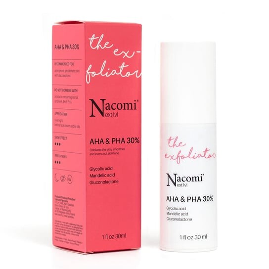 Пилинг с кислотами AHA и PHA 30%, 30мл Nacomi Next Level The Exfoliator
Пилинг с кислотами AHA и PHA 30%, 30мл Nacomi Next Level The Exfoliator