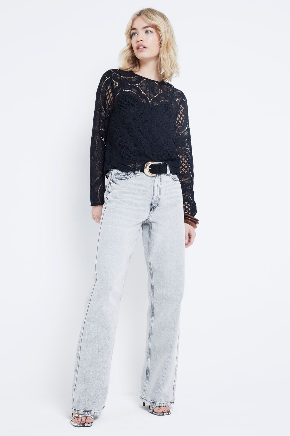 Футболка с длинным рукавом и кружевным узором River Island, черный
Футболка с длинным рукавом и кружевным узором River Island, черный