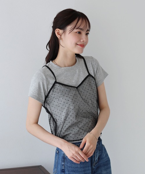 Комплект из майки и футболки из тюля с бархатным покрытием в горошек, бренд BLUEEAST, серый
Комплект из майки и футболки из тюля с бархатным покрытием в горошек, бренд BLUEEAST, серый