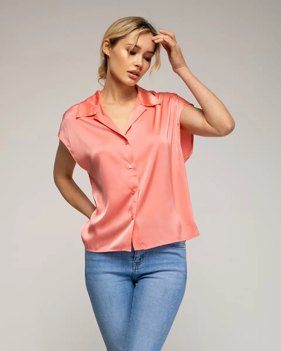 Женская атласная блузка с коротким рукавом Tantra, цвет Salmón
Женская атласная блузка с коротким рукавом Tantra, цвет Salmón
