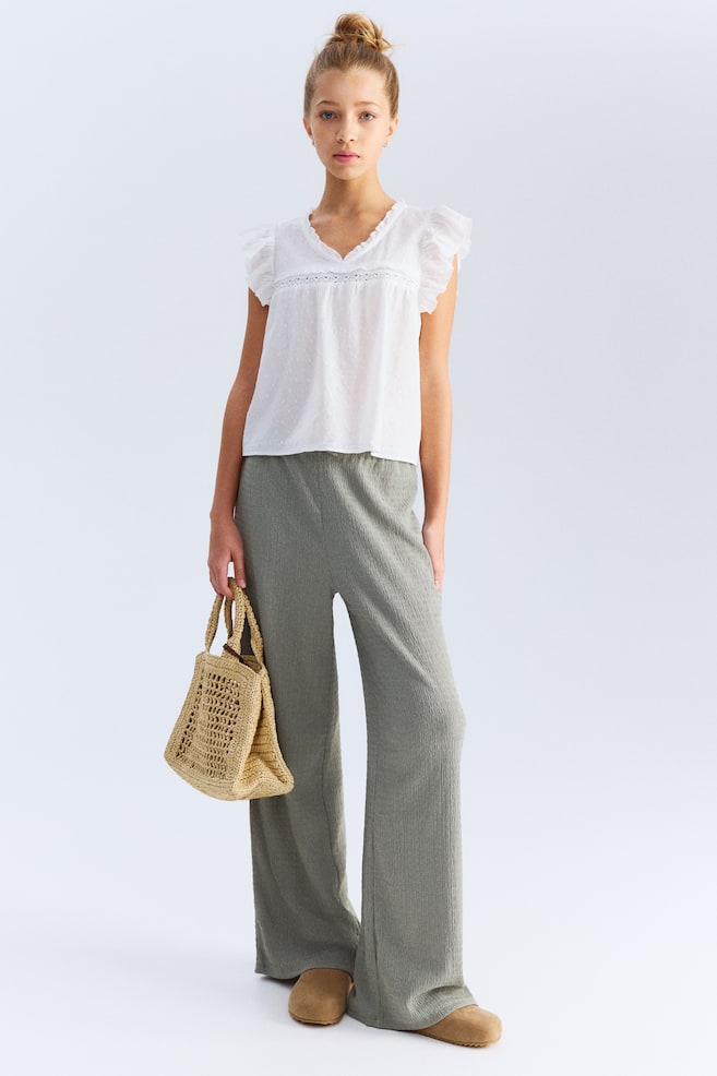 Трикотажные брюки со структурой H&M, зеленый
Трикотажные брюки со структурой H&M, зеленый