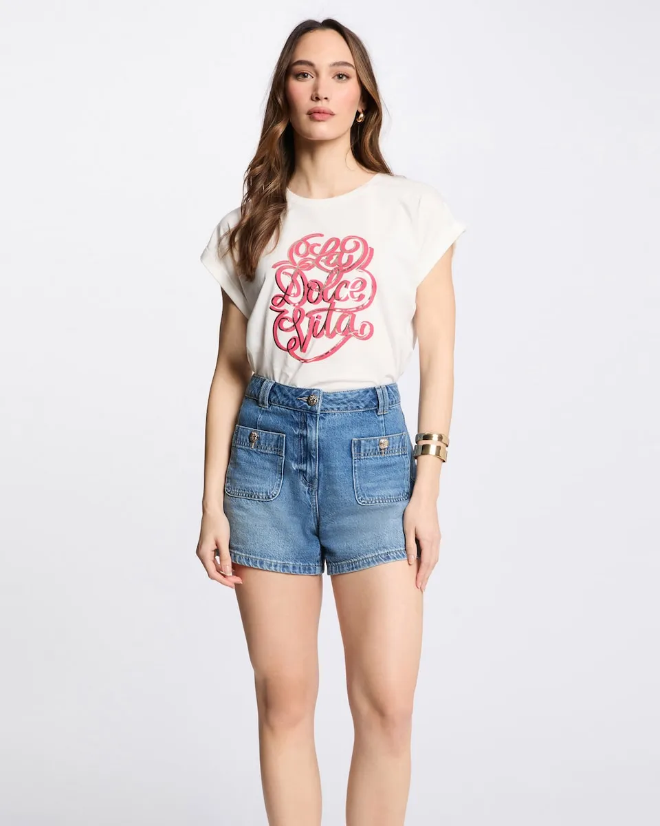 Женская футболка с коротким рукавом и надписью спереди Morgan, белый
Женская футболка с коротким рукавом и надписью спереди Morgan, белый