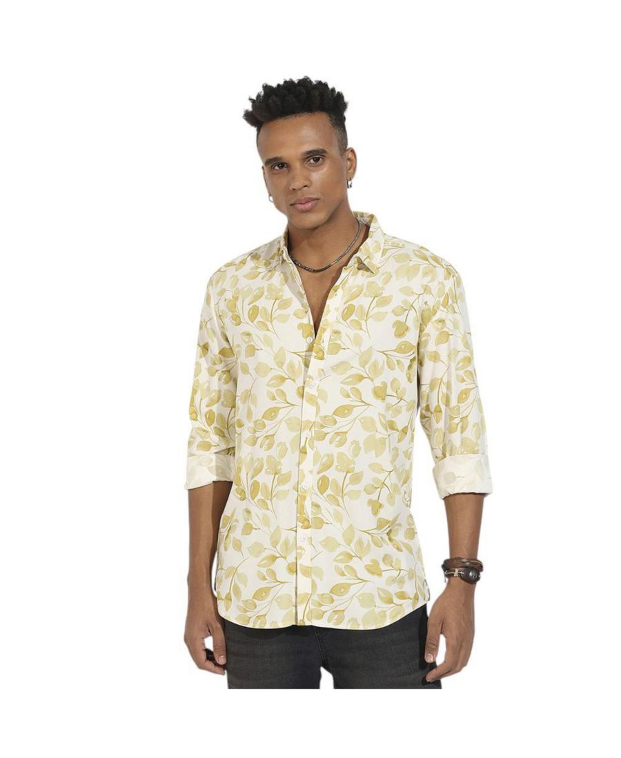Мужская рубашка на пуговицах с художественным принтом в виде листьев Campus Sutra, Yellow
Мужская рубашка на пуговицах с художественным принтом в виде листьев Campus Sutra, Yellow