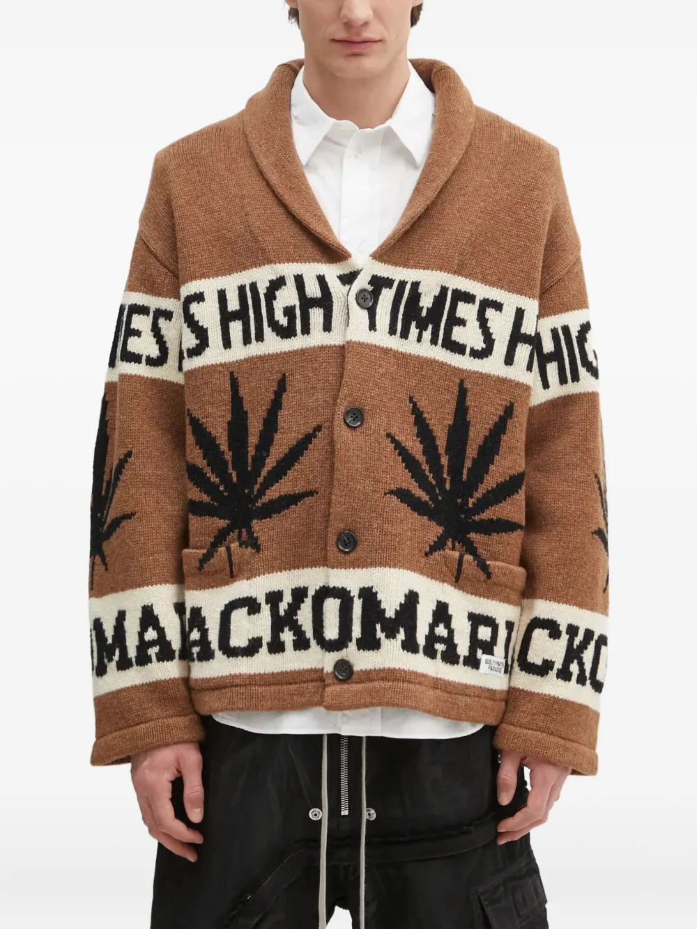 Кардиган вязки интарсия WACKO MARIA, коричневый
Кардиган вязки интарсия WACKO MARIA, коричневый