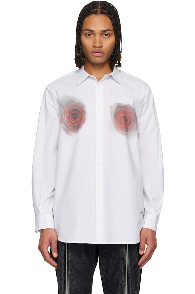 Jean Paul Gaultier Белая рубашка с принтом «размытые красные розы»
Jean Paul Gaultier Белая рубашка с принтом «размытые красные розы»
