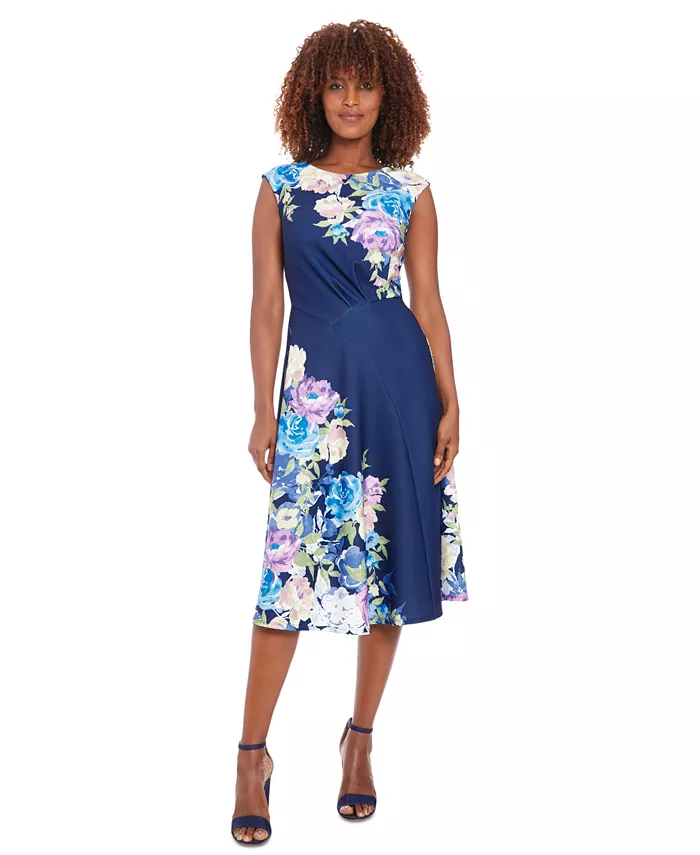Женское цветочное миди-платье с расширенными плечами London Times, синий
Женское цветочное миди-платье с расширенными плечами London Times, синий