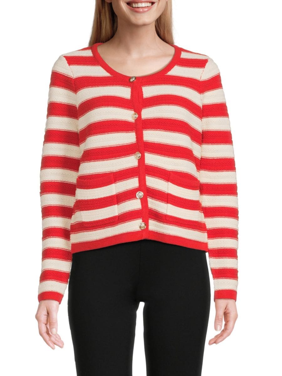 Полосатый кардиган Saks Fifth Avenue, цвет Redmulti 
Полосатый кардиган Saks Fifth Avenue, цвет Redmulti