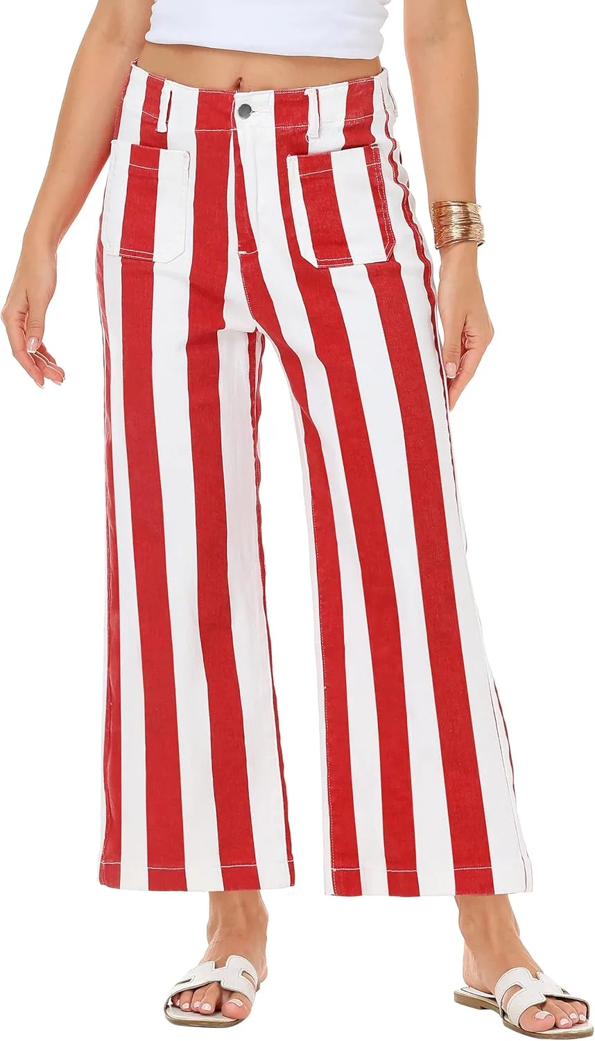 Женские полосатые джинсы Stretchy Cropped Vertical с карманами Magrank
Женские полосатые джинсы Stretchy Cropped Vertical с карманами Magrank