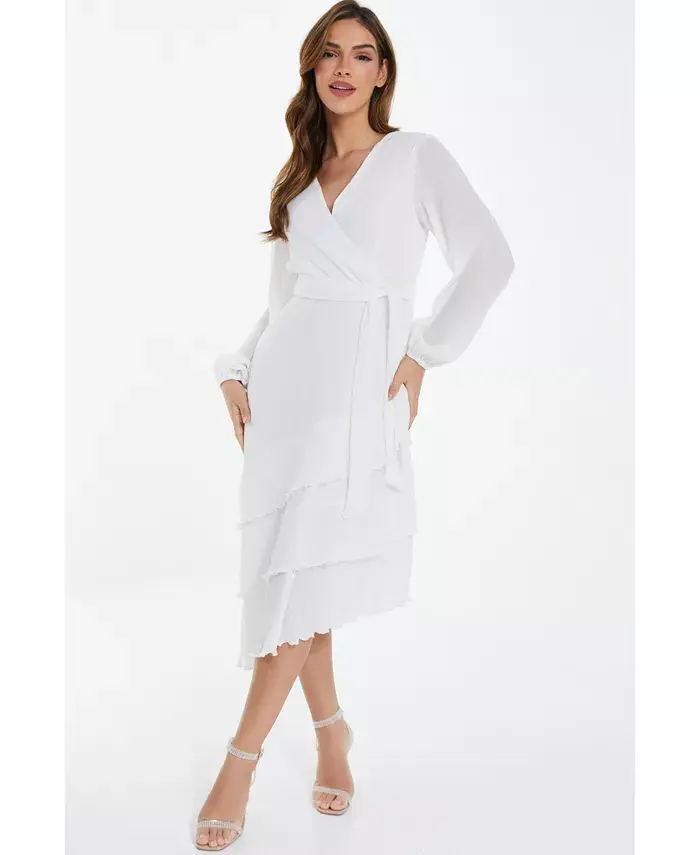 Женское асимметричное платье-рапорт из плиссированного шифона QUIZ, белый
Женское асимметричное платье-рапорт из плиссированного шифона QUIZ, белый