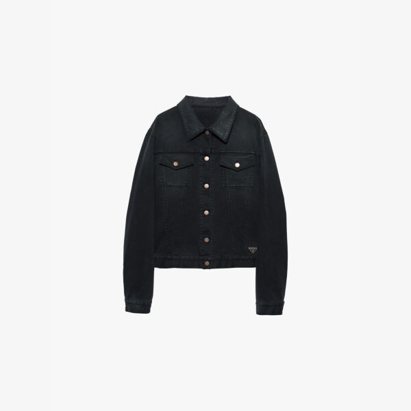 Свободная джинсовая куртка с логотипом и значком Prada, черный
Свободная джинсовая куртка с логотипом и значком Prada, черный