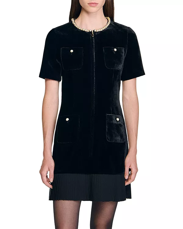 Короткое бархатное платье Sandro, черный
Короткое бархатное платье Sandro, черный
