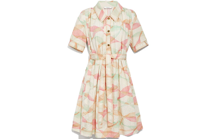 Платье с короткими рукавами женское персиково-розово-зеленое Coach
Платье с короткими рукавами женское персиково-розово-зеленое Coach