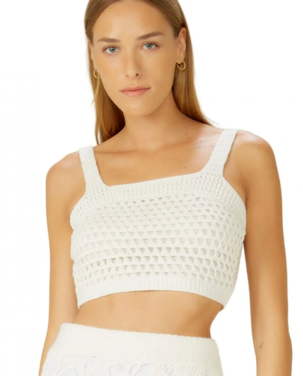 Укороченный пляжный топ с бретельками Blueman, белый 
Укороченный пляжный топ с бретельками Blueman, белый