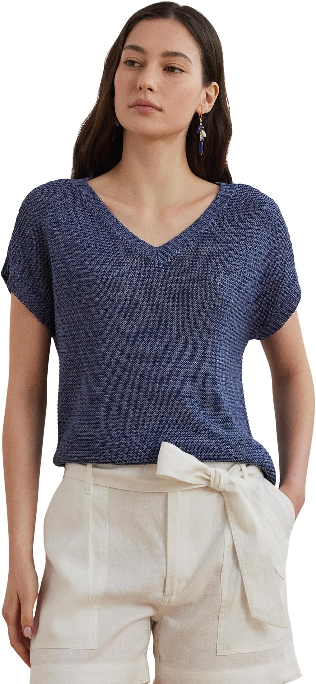 Свитер Lauren Ralph Lauren Linen-Blend Short-Sleeve V-Neck Sweater, Capri Blue
Свитер Lauren Ralph Lauren Linen-Blend Short-Sleeve V-Neck Sweater, Capri Blue