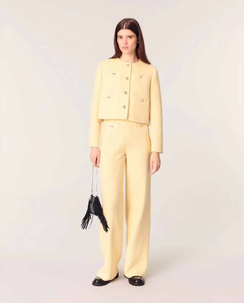 Женские брюки прямого кроя из твида и люрекса Maje, желтый
Женские брюки прямого кроя из твида и люрекса Maje, желтый