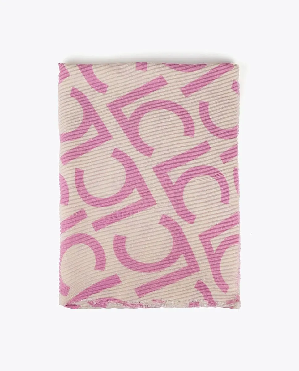 Женский шарф плиссированный двухцветный с логотипом Lola Casademunt, розовый 
Женский шарф плиссированный двухцветный с логотипом Lola Casademunt, розовый