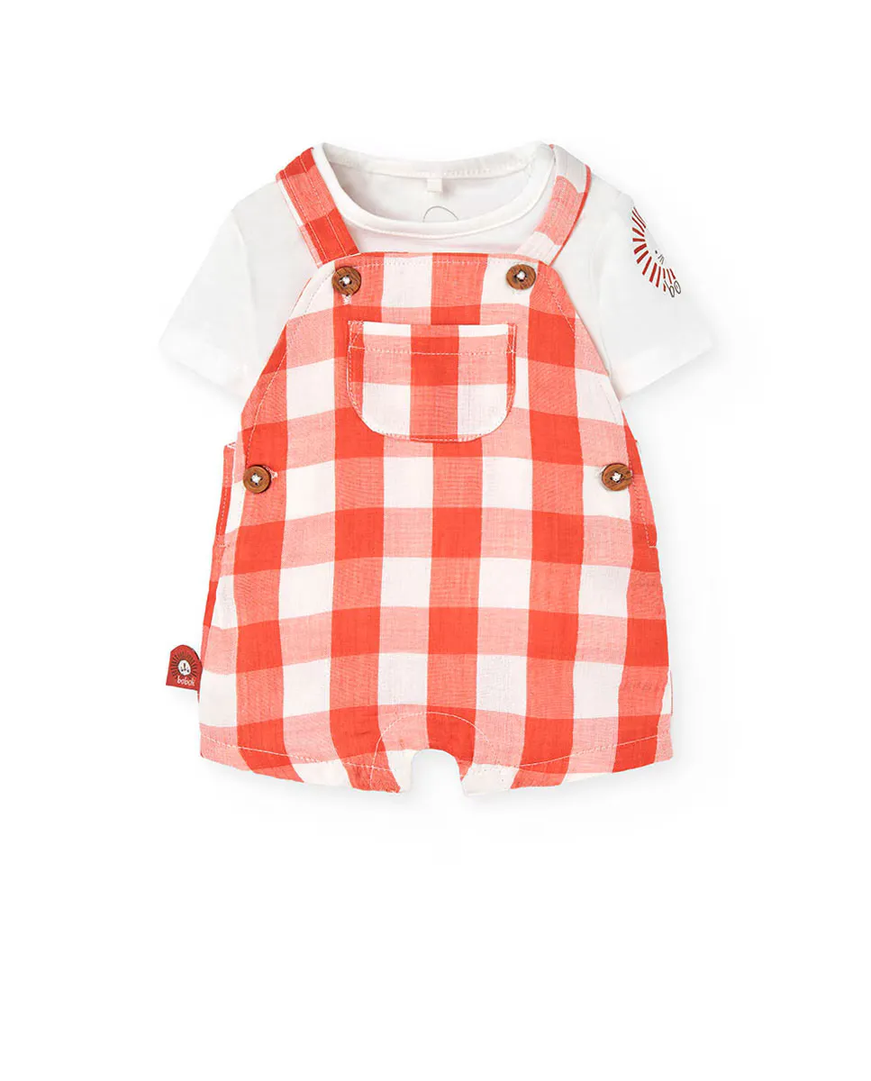 Комплект из футболки и короткого комбинезона в клетку Boboli, оранжевый
Комплект из футболки и короткого комбинезона в клетку Boboli, оранжевый