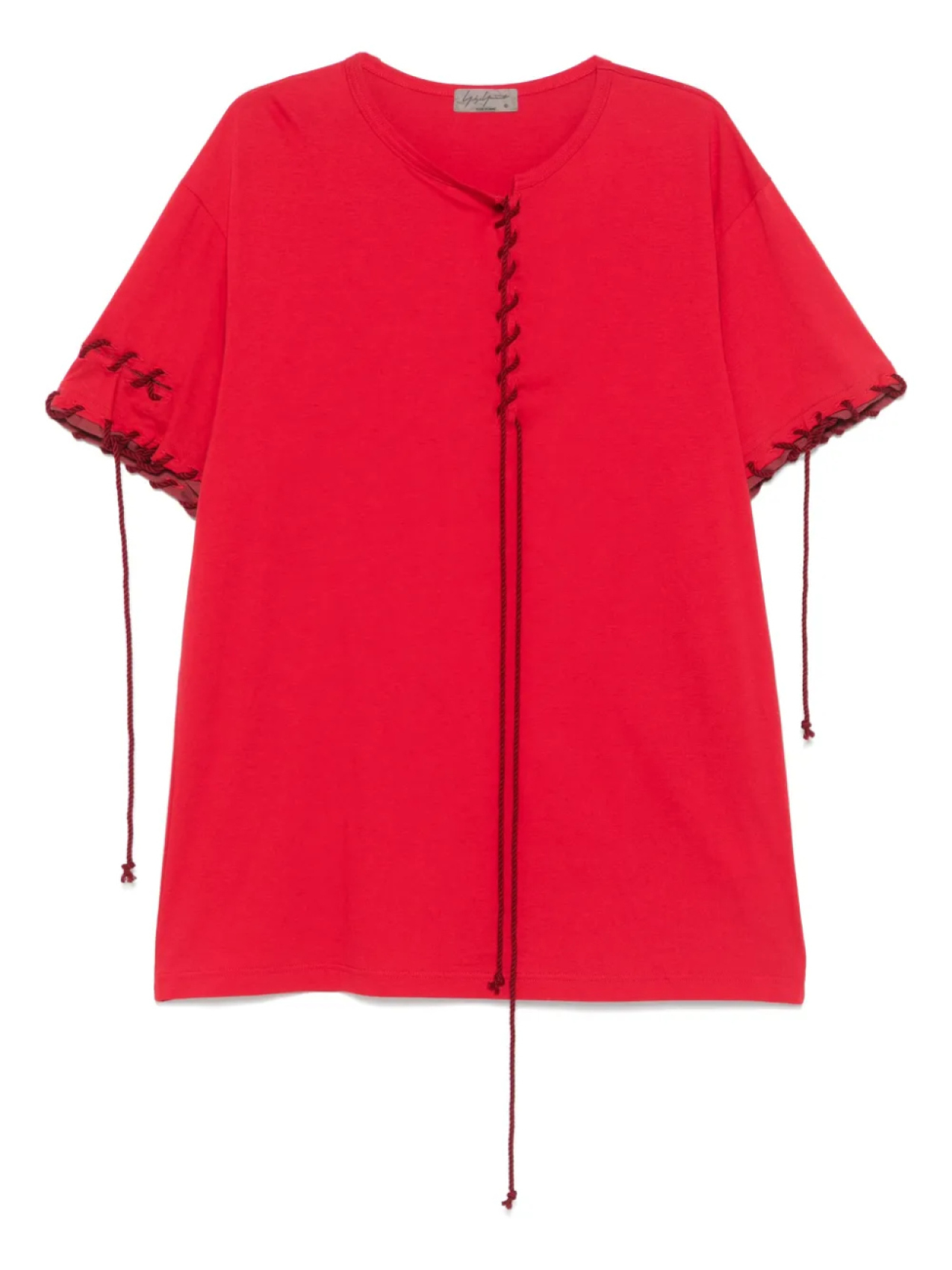 Футболка с декоративной строчкой Yohji Yamamoto, красный 
Футболка с декоративной строчкой Yohji Yamamoto, красный