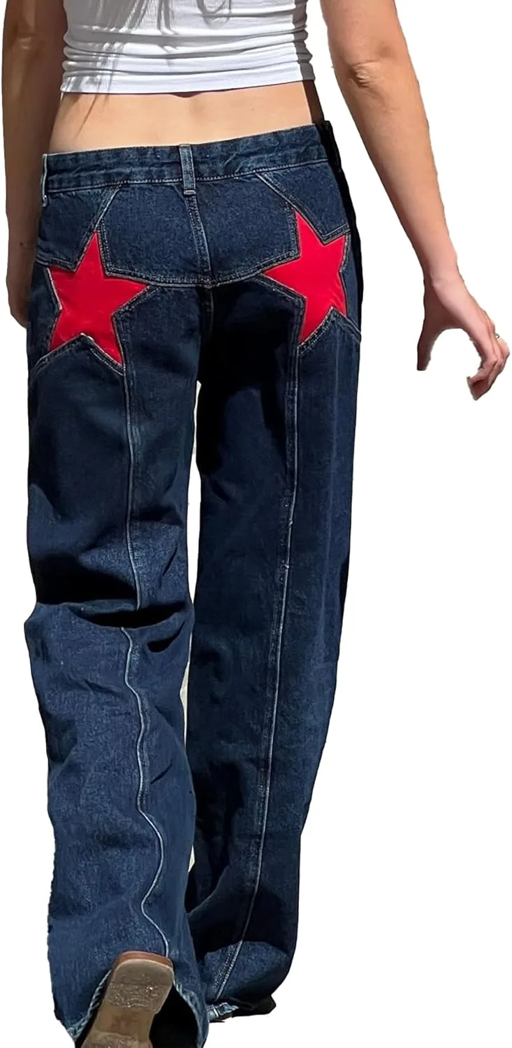 Прямые джинсы для женщин с пачворком и звездами в стиле Y2K Tinscor
Прямые джинсы для женщин с пачворком и звездами в стиле Y2K Tinscor