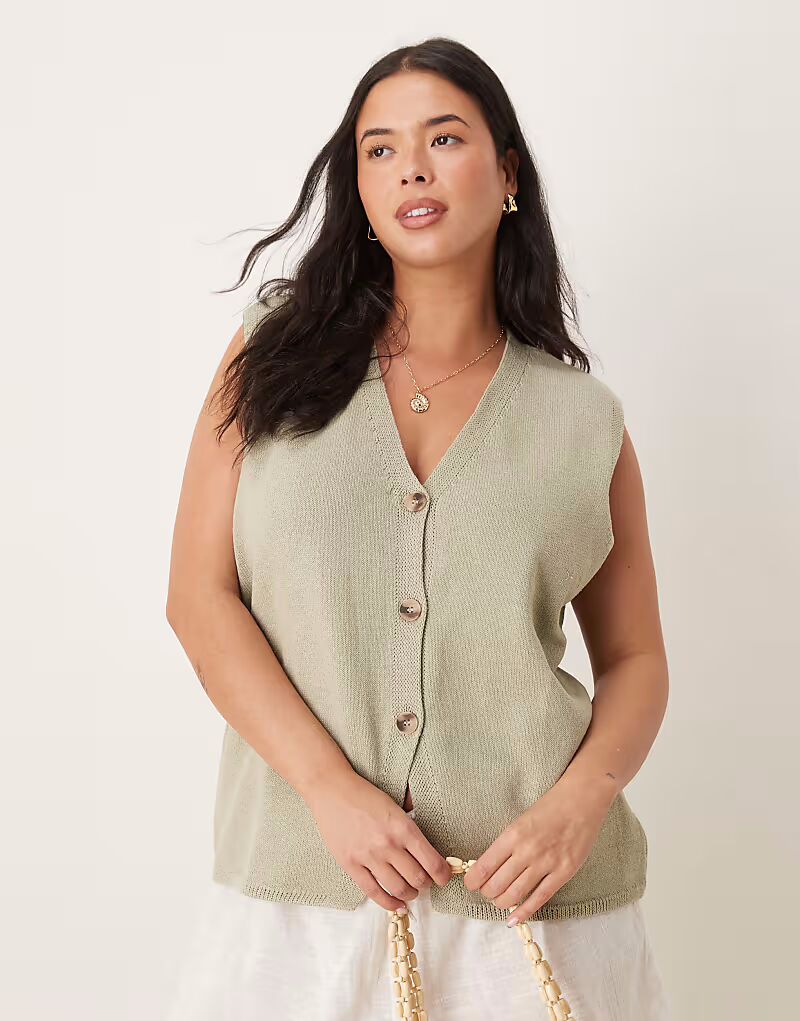 Жилет свободного кроя ASOS DESIGN Curve из чистого трикотажа цвета хаки ASOS Curve
Жилет свободного кроя ASOS DESIGN Curve из чистого трикотажа цвета хаки ASOS Curve