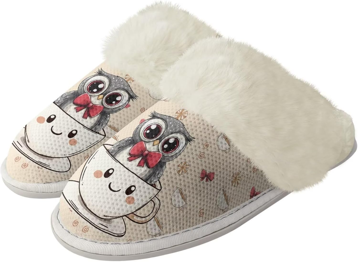Женские домашние уютные тапочки без шнурков, мягкие пушистые домашние тапочки, унисекс, бесшумные, с нескользящей резиновой подошвой, для спа-процедур и ванны Watdotory, Teacup Owl
Женские домашние уютные тапочки без шнурков, мягкие пушистые домашние тапочки, унисекс, бесшумные, с нескользящей резиновой подошвой, для спа-процедур и ванны Watdotory, Teacup Owl