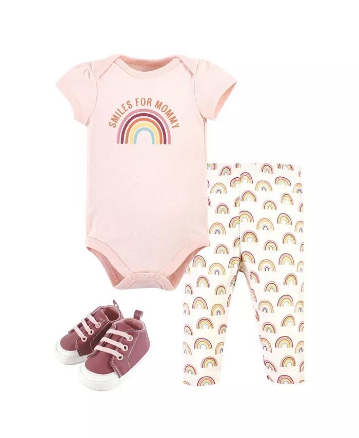 Хлопковое боди, брюки и обувь для маленьких девочек, Sunshine Rainbows Hudson Baby, розовый
Хлопковое боди, брюки и обувь для маленьких девочек, Sunshine Rainbows Hudson Baby, розовый