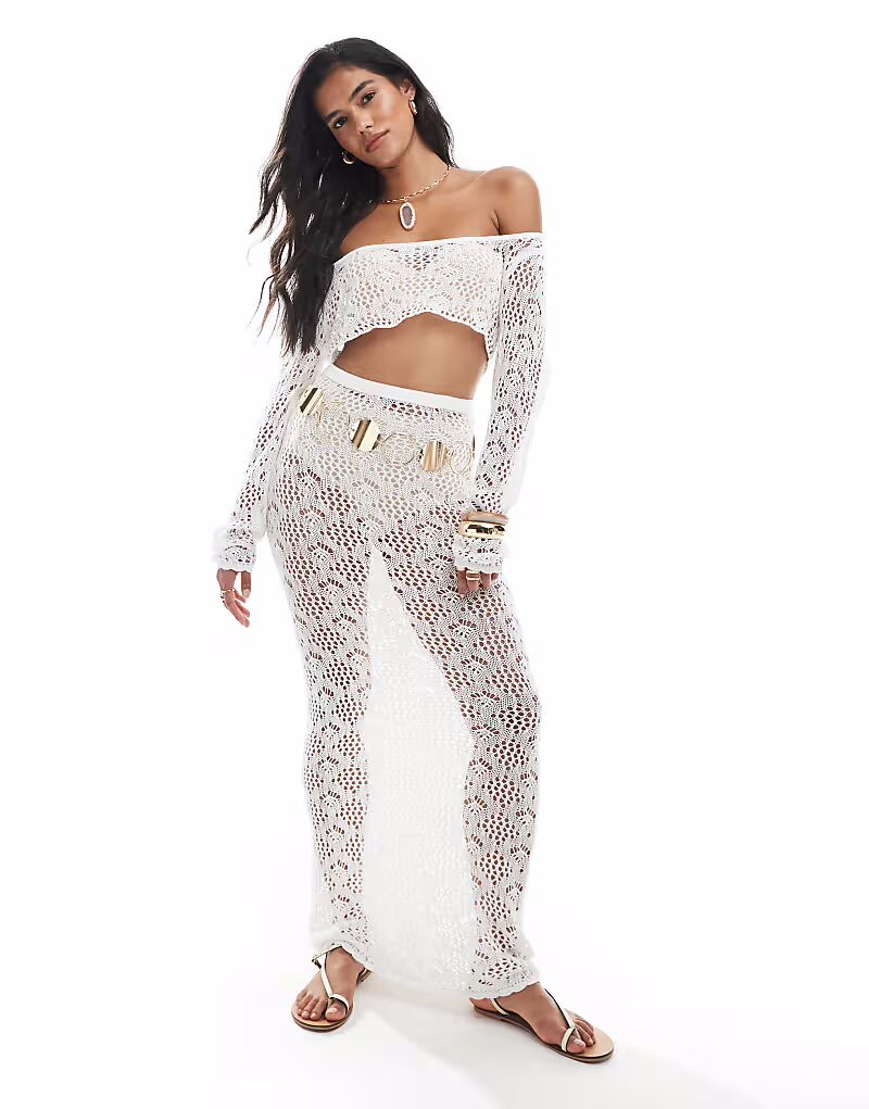 Пляжная юбка-макси Miss Selfridge, связанная крючком, кремового цвета
Пляжная юбка-макси Miss Selfridge, связанная крючком, кремового цвета