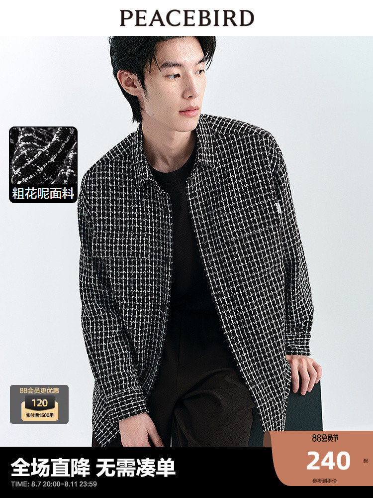 Мужская рубашка Peacebird в клетку, черный
Мужская рубашка Peacebird в клетку, черный