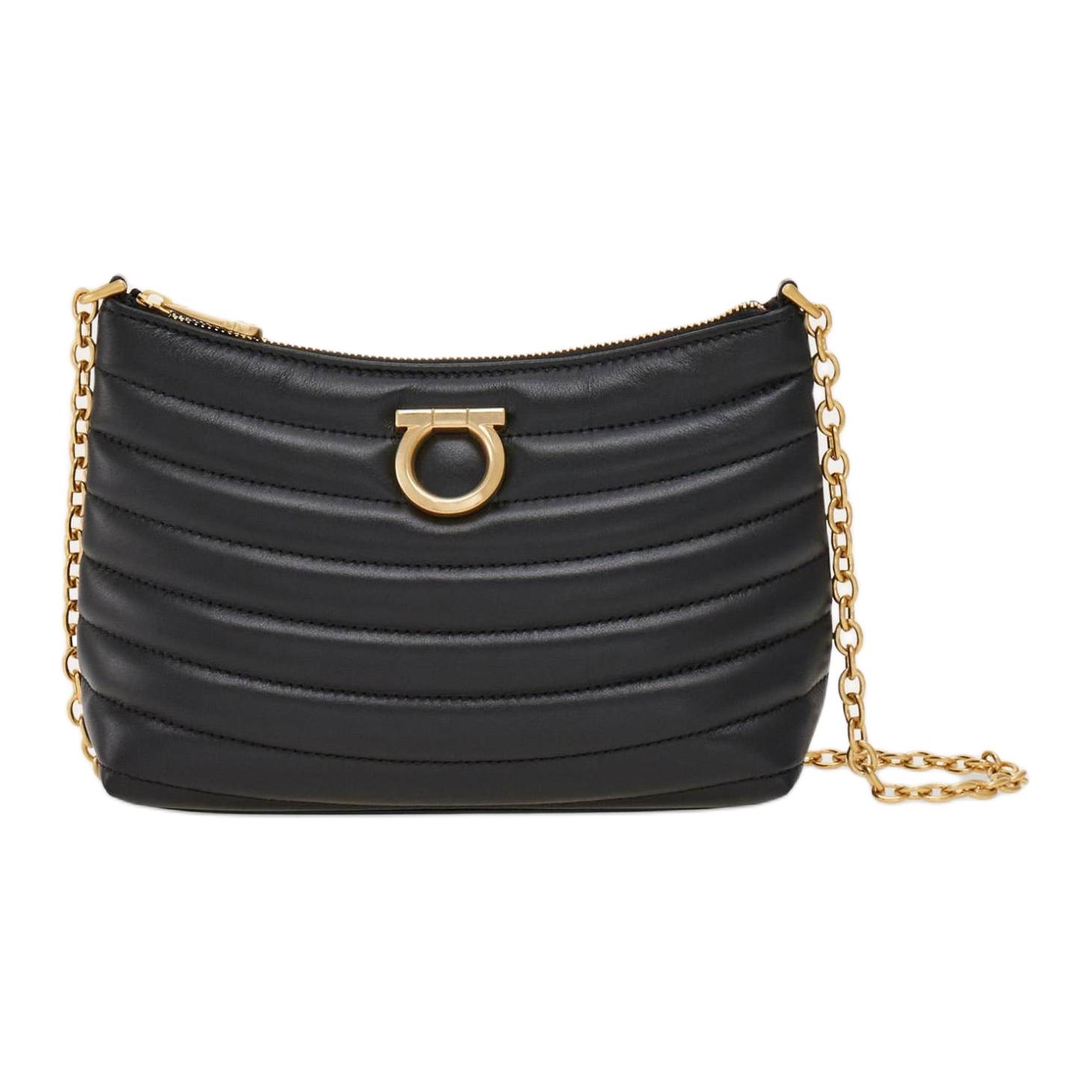 Ferragamo Миниатюрная женская сумка через плечо из телячьей кожи черная
Ferragamo Миниатюрная женская сумка через плечо из телячьей кожи черная
