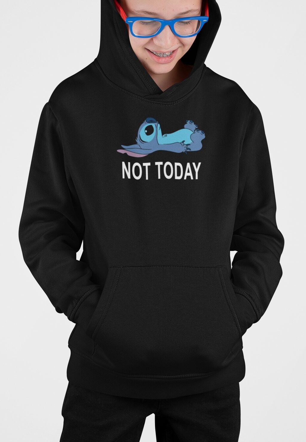 Толстовка с капюшоном LILO STITCH NOT TODAY Disney, черный 
Толстовка с капюшоном LILO STITCH NOT TODAY Disney, черный