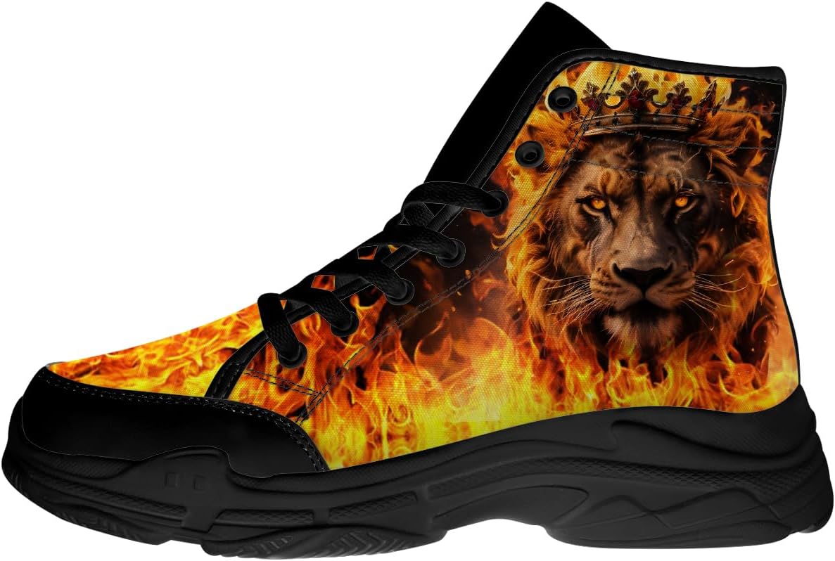 Высокие кеды Flame для мужчин с 3D-печатью, шнуровка, тканевые обувь, забавные подарки с животными для него и нее Quorax, 3104 Flame Lion
Высокие кеды Flame для мужчин с 3D-печатью, шнуровка, тканевые обувь, забавные подарки с животными для него и нее Quorax, 3104 Flame Lion