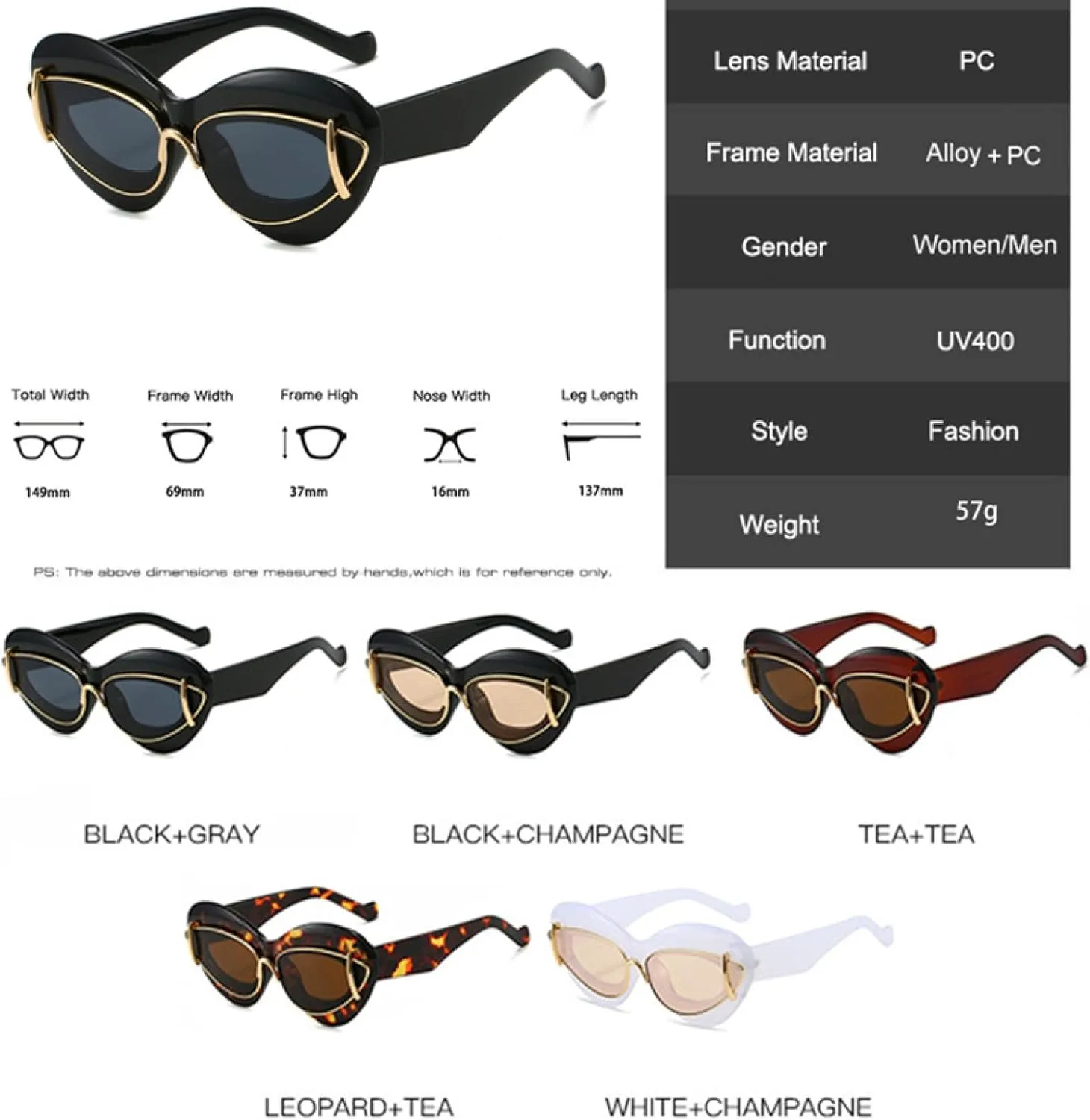 Ретро-солнцезащитные очки «кошачий глаз» большого размера для женщин и мужчин, модные, с уникальными линзами, защита от УФ-излучения UV400 TVTBBVV, Black Champagne
Ретро-солнцезащитные очки «кошачий глаз» большого размера для женщин и мужчин, модные, с уникальными линзами, защита от УФ-излучения UV400 TVTBBVV, Black Champagne