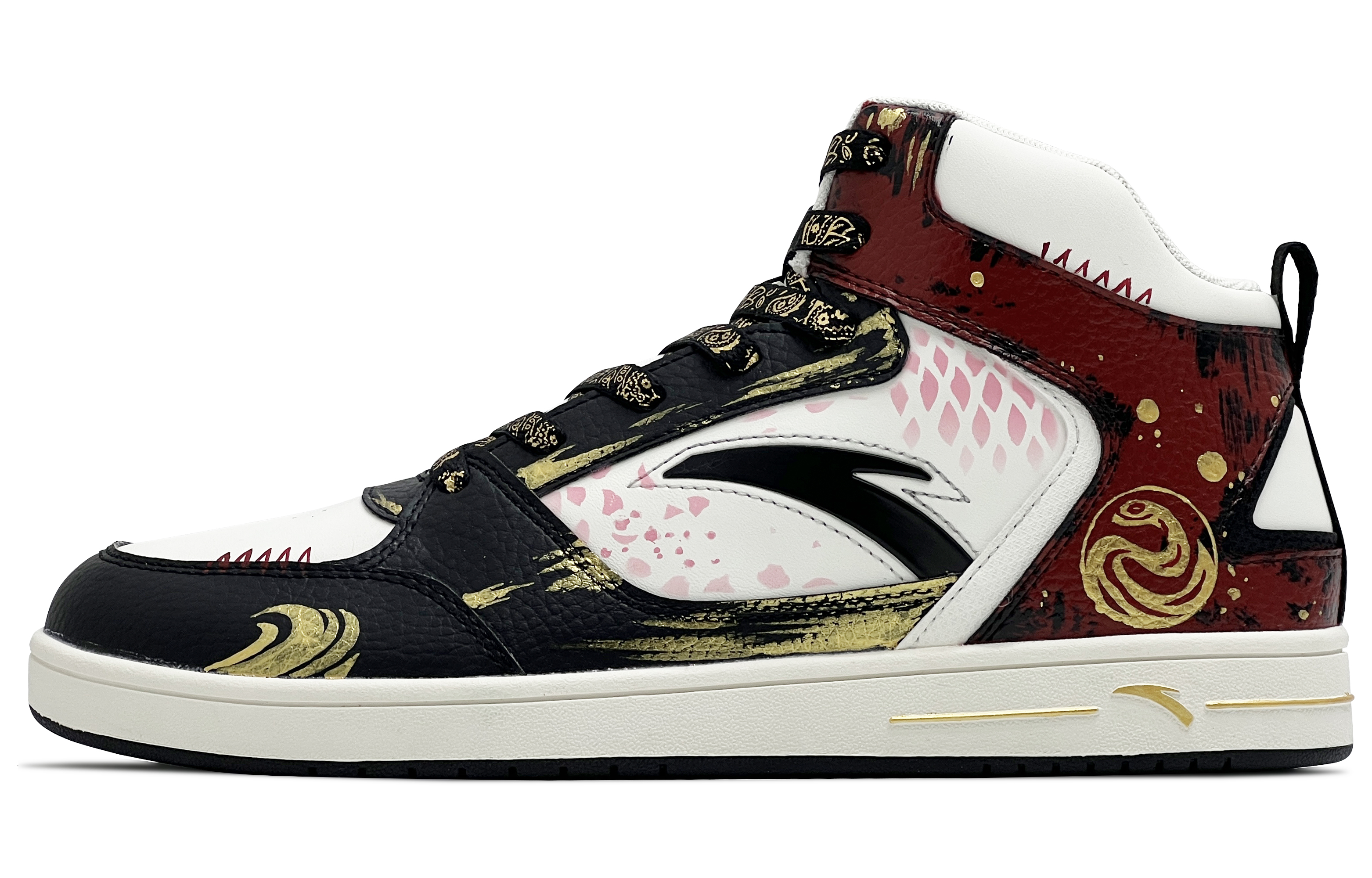 ANTA Нескользящие и износостойкие легкие высокие кроссовки для скейтбординга мужские белые черно-золотые
ANTA Нескользящие и износостойкие легкие высокие кроссовки для скейтбординга мужские белые черно-золотые