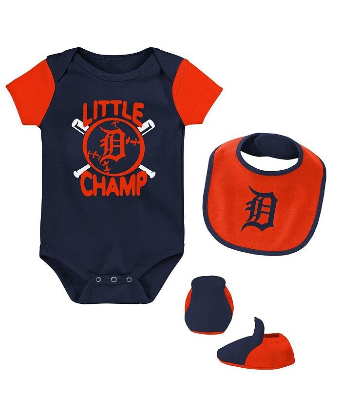 Комплект из трех боди, нагрудника и пинеток темно-синего цвета Detroit Tigers Little Champ для новорожденных Outerstuff, синий
Комплект из трех боди, нагрудника и пинеток темно-синего цвета Detroit Tigers Little Champ для новорожденных Outerstuff, синий