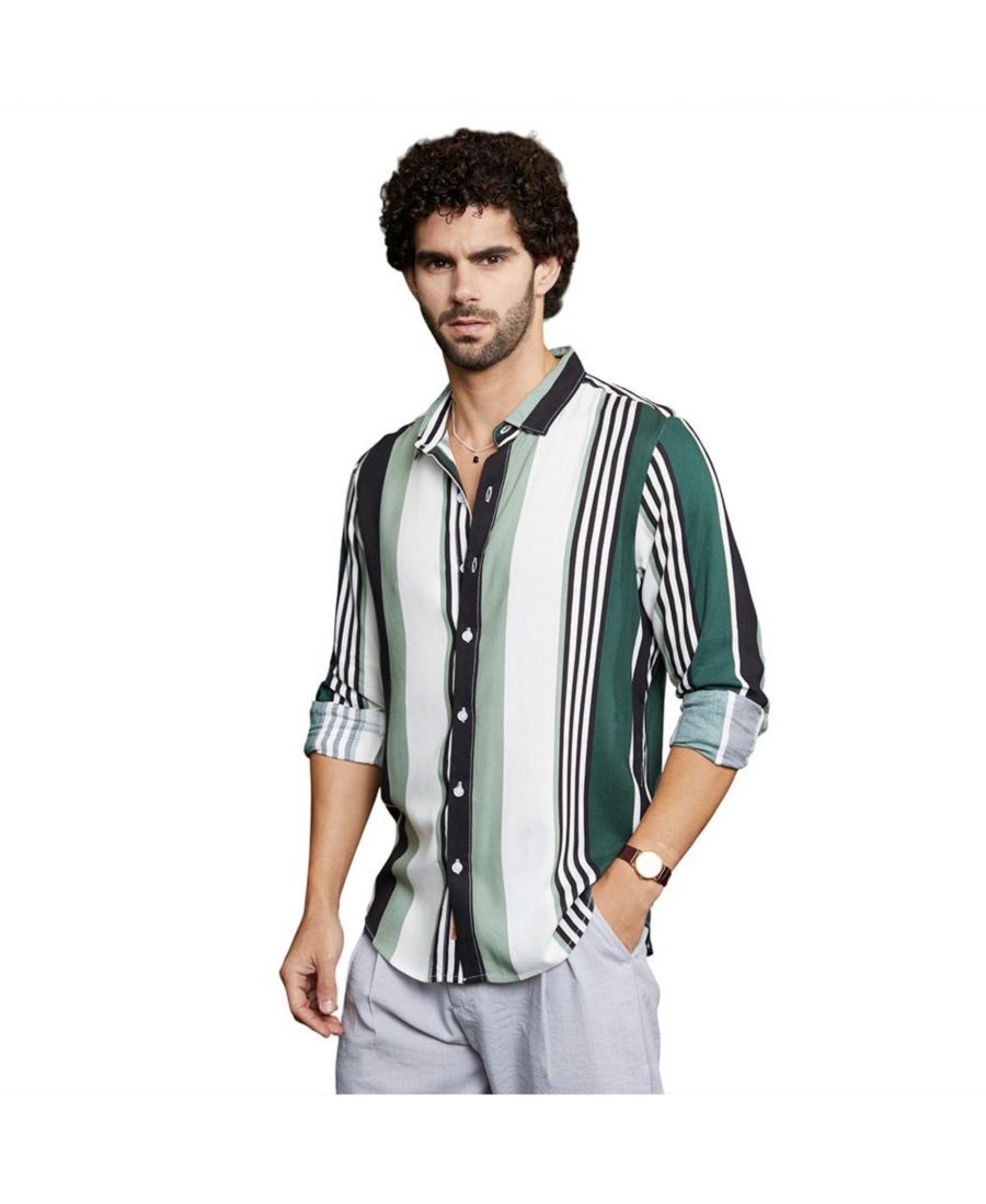 Мужская рубашка в полоску цвета "джунгли" с кремово-белыми вставками Campus Sutra, Green
Мужская рубашка в полоску цвета "джунгли" с кремово-белыми вставками Campus Sutra, Green