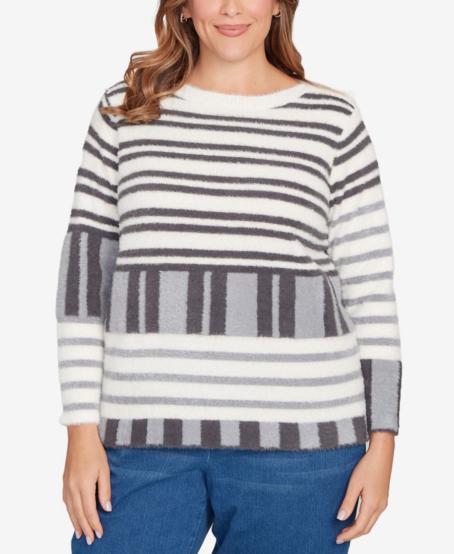 Свитер больших размеров в полоску с перьями и бахромой Ruby Rd, Ivory Multi
Свитер больших размеров в полоску с перьями и бахромой Ruby Rd, Ivory Multi