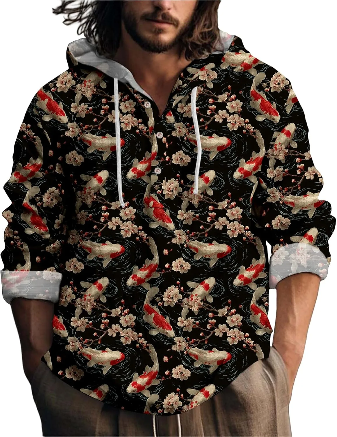 Мужская повседневная худи с принтом drop shoulder
Мужская повседневная худи с принтом drop shoulder