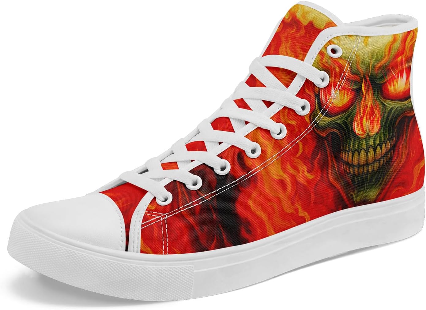 Модные готические кроссовки с черепом и огненным рисунком на высоком холщовом верхе для мужчин и женщин, стильные и удобные, унисекс, на шнуровке, плоские, для повседневной ходьбы Coolcustomize, белый/красный/коричневый
Модные готические кроссовки с черепом и огненным рисунком на высоком холщовом верхе для мужчин и женщин, стильные и удобные, унисекс, на шнуровке, плоские, для повседневной ходьбы Coolcustomize, белый/красный/коричневый