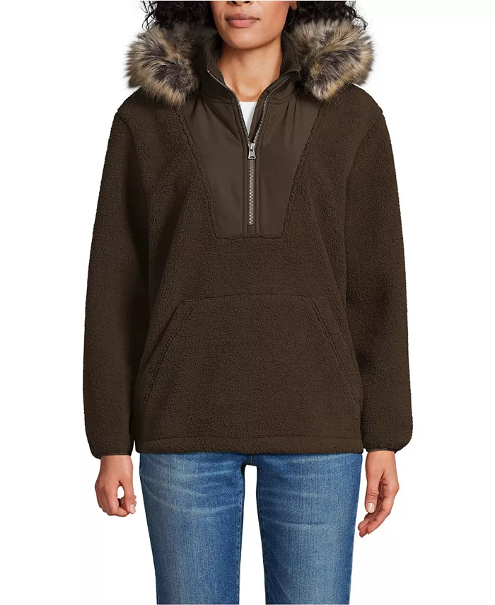 Женский флисовый пуловер с капюшоном и застежкой-молнией на половину длины, с искусственным мехом и высоким ворсом Lands' End, коричневый
Женский флисовый пуловер с капюшоном и застежкой-молнией на половину длины, с искусственным мехом и высоким ворсом Lands' End, коричневый